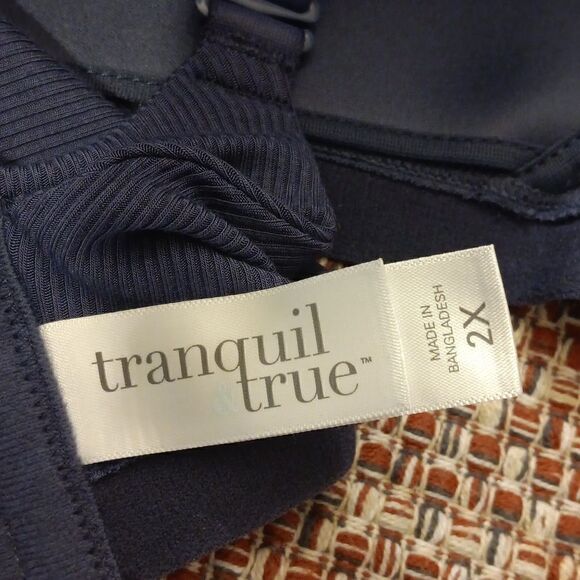 New Plus Size Women's Navy Blue Wirefree Bra Size 2X New With Tags - Picture 5 of 6